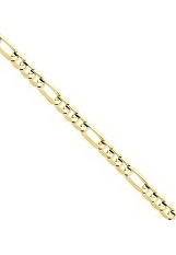 exquisite real gold concave 6.75mm figaro chain baby bracelet 